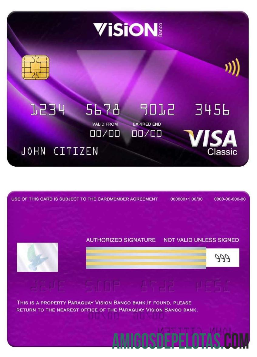 Paraguay Vision Banco Bank Visa Classic Card sample